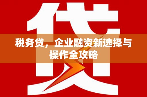 宛城税务贷，企业融资新选择与操作全攻略