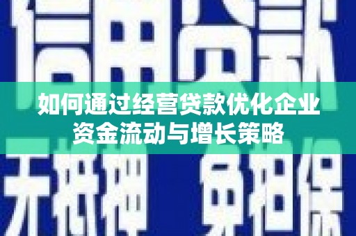 宛城如何通过经营贷款优化企业资金流动与增长策略