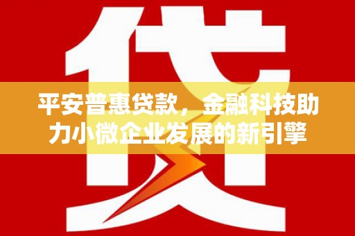 宛城平安普惠贷款，金融科技助力小微企业发展的新引擎