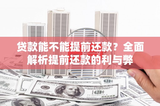 宛城贷款能不能提前还款？全面解析提前还款的利与弊