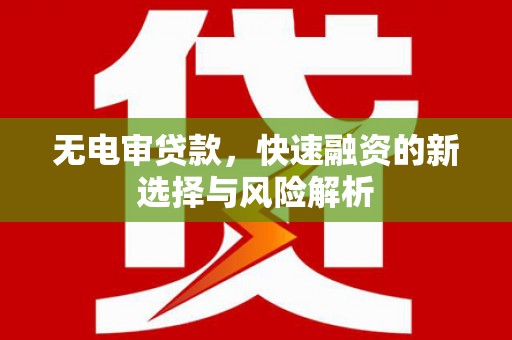 宛城无电审贷款，快速融资的新选择与风险解析