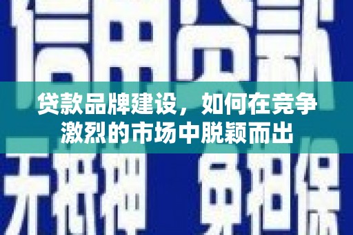 宛城贷款品牌建设，如何在竞争激烈的市场中脱颖而出