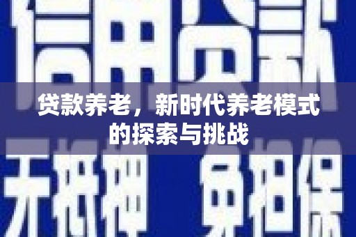 宛城贷款养老，新时代养老模式的探索与挑战