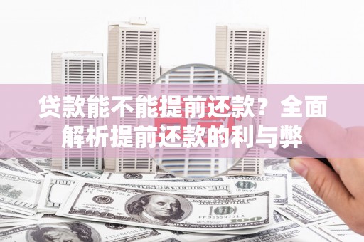 宛城贷款能不能提前还款？全面解析提前还款的利与弊