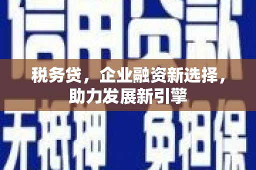 宛城税务贷，企业融资新选择，助力发展新引擎