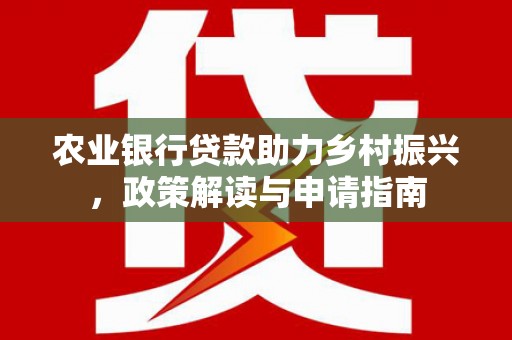 宛城农业银行贷款助力乡村振兴，政策解读与申请指南