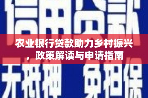 宛城农业银行贷款助力乡村振兴，政策解读与申请指南