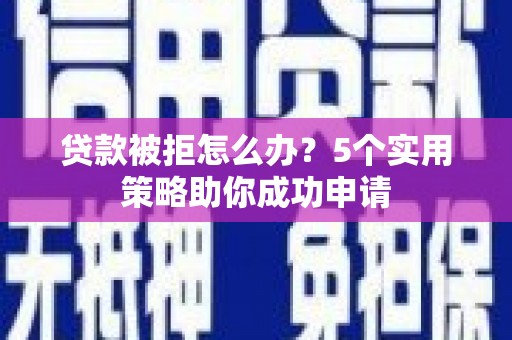 宛城贷款被拒怎么办？5个实用策略助你成功申请