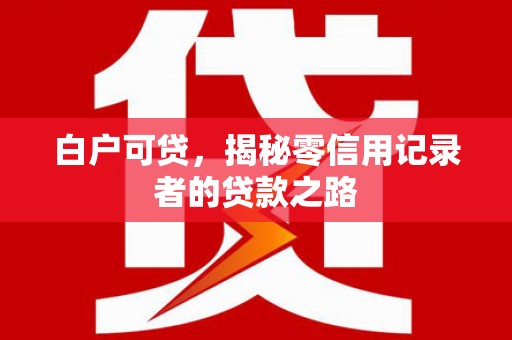宛城白户可贷，揭秘零信用记录者的贷款之路