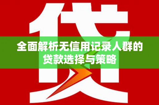 宛城全面解析无信用记录人群的贷款选择与策略
